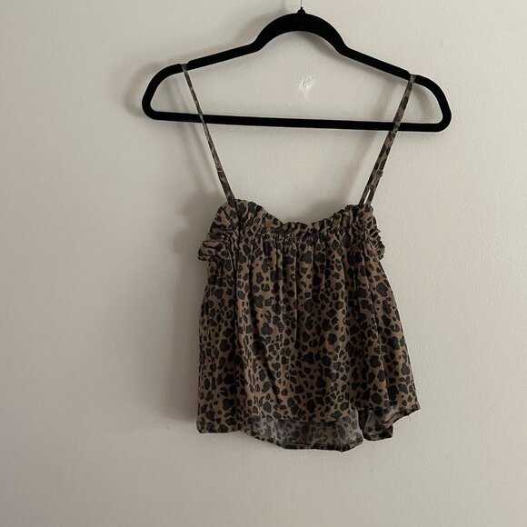 American Eagle Outfitters Wmn L Animal Print Spaghetti Strap Halter Crop Top NWT - Picture 9 of 9